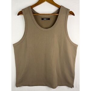 NovaMen Ribbed Tank Top Mens Large Khaki Excellent Textured Sleeveless Shirt